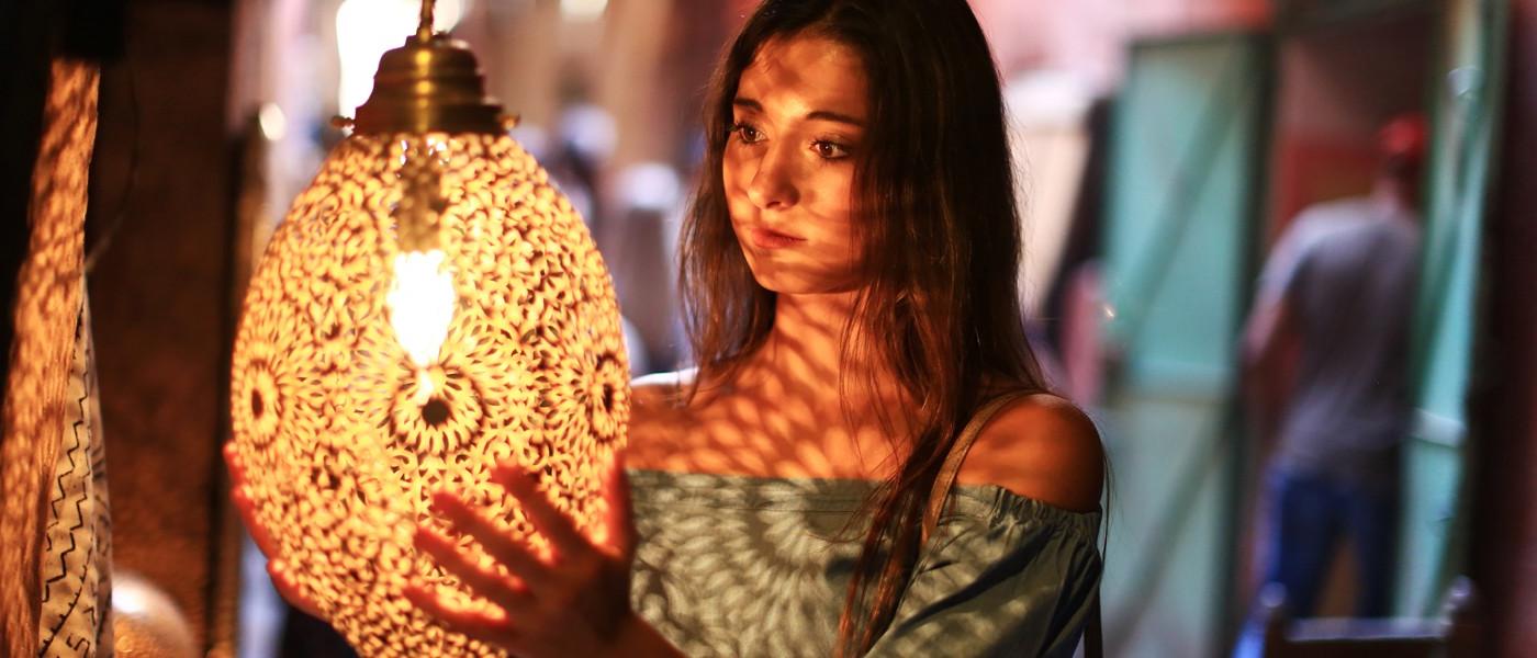 A girl shops in tangier